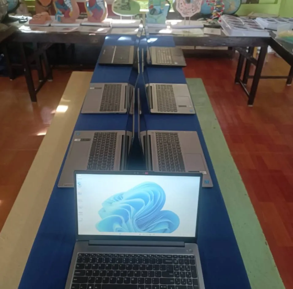 New lights, fans, and outlets powered by solar energy in a classroom